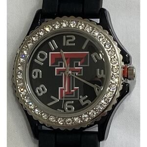 Texas Tech Red Raiders Ladies Crystals Watch, Black Band, NCAA